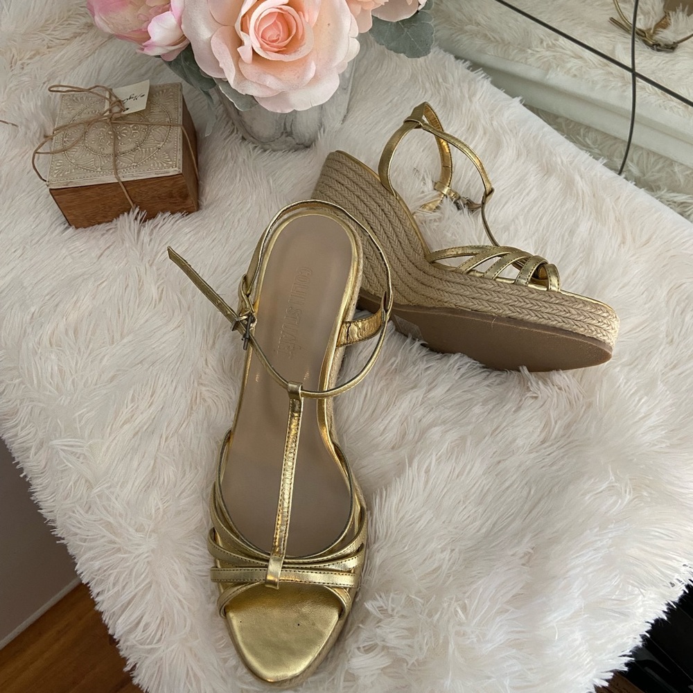 Collin Stuart Gold Metallic Espadrille Wedges